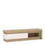Lyon 1 drawer TV cabinet with open shelf in Riviera Oak/White High Gloss - TV Stands - Home Store UK