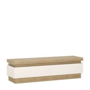 Lyon 2 drawer TV cabinet in Riviera Oak/White High Gloss - TV Stands - Home Store UK