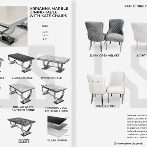 Arrianna Marble Dining Table With Kate Chairs Marble Dining Sets Home Store UK