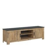 Rapallo 2 door 189 cm wide TV cabinet in Chestnut and Matera Grey - TV Stands - Home Store UK