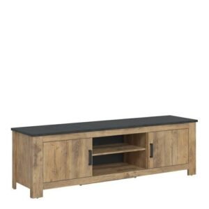 Rapallo 2 door 189 cm wide TV cabinet in Chestnut and Matera Grey - TV Stands - Home Store UK