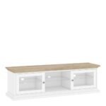 Paris TV Unit - Wide - 2 Doors 1 Shelf in White and Oak - TV Stands - Home Store UK