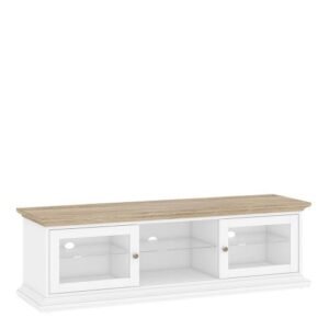 Paris TV Unit - Wide - 2 Doors 1 Shelf in White and Oak - TV Stands - Home Store UK
