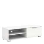 Match TV Unit 1 Drawers 2 Shelf in White High Gloss drawers in White - TV Stands - Home Store UK