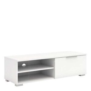Match TV Unit 1 Drawers 2 Shelf in White High Gloss drawers in White - TV Stands - Home Store UK