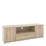 Match TV Unit 2 Doors 1 Drawer 1 Shelf in Oak - TV Stands - Home Store UK