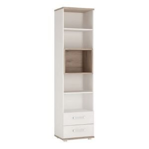 Alice Tall 2 drawer bookcase with opalino handles - Bookcase - Home Store UK