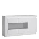 Lyon 3 door glazed sideboard (including LED lighting) in White and High Gloss - Sideboards - Home Store UK