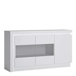 Lyon 3 door glazed sideboard (including LED lighting) in White and High Gloss - Sideboards - Home Store UK