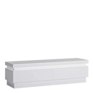 Lyon 2 drawer TV cabinet (including LED lighting) in White and High Gloss - TV Stands - Home Store UK