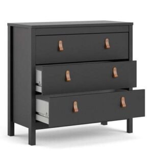 Poppy Chest 3 drawers in Matt Black - Chest Of Drawer - Home Store UK