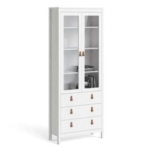 Barcelona China cabinet 2 doors w/glass + 3 drawers in White - Display Cabinets - Home Store UK