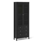 Madrid China cabinet 2 doors w/glass + 3 drawers in Matt Black glass display case - Display Cabinets - Home Store UK