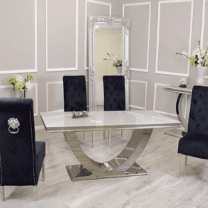 Arial Marble Dining Table With Emma Chairs Marble Dining Sets Home Store UK