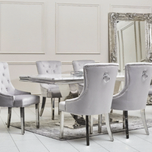 Arial Marble Dining Table With Megan Chair's Marble Dining Sets Home Store UK