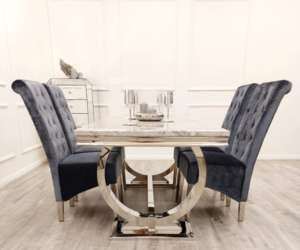 Arrianna Marble Dining Table With Emma Chairs Marble Dining Sets Home Store UK