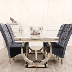 Arrianna Marble Dining Table With Emma Chairs Marble Dining Sets Home Store UK