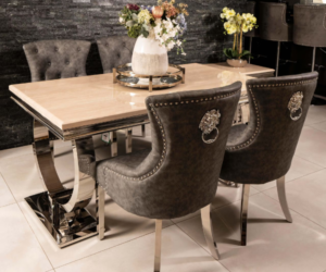 Arrianna Marble Dining Table With Megan Chairs Marble Dining Sets Home Store UK