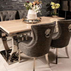 Arrianna Marble Dining Table With Megan Chairs Marble Dining Sets Home Store UK