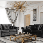 ASHWIN BLUE VELVET SOFA SET Sofa & Sofas Beds Home Store UK