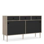 Rome Sideboard 2 Sliding Doors + 3 Drawers in Jackson Hickory Oak and black sideboard - Sideboards - Home Store UK