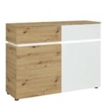 Luci 2 door 2 drawer cabinet (including LED lighting) in White and Oak display cabinets for sale - Display Cabinets - Home Store UK