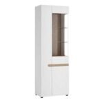 Chelsea Living Tall Glazed Narrow Display unit (LHD) in white with an Truffle Oak Trim funko pop display case - Display Cabinets - Home store UK