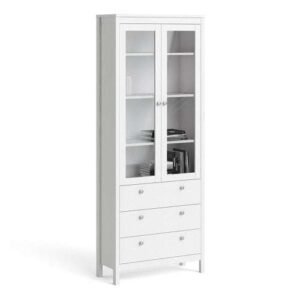 Madrid China cabinet 2 doors w/glass + 3 drawers in White glass display cabinet - Display Cabinets - Home Store UK