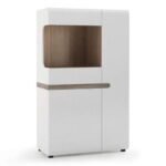 Chelsea Living Low Display Cabinet 85 cm wide in white with an Truffle Oak Trim argos display cabinet - Display Cabinets - Home Store UK