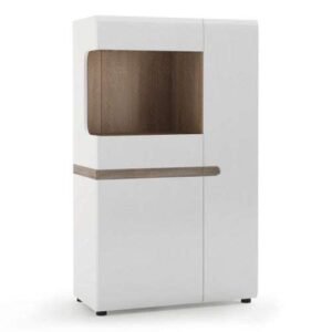 Chelsea Living Low Display Cabinet 85 cm wide in white with an Truffle Oak Trim argos display cabinet - Display Cabinets - Home Store UK