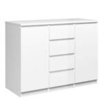 Naia Sideboard - 4 Drawers 2 Doors in White High Gloss mirrored sideboard - Sideboards - Home Store UK