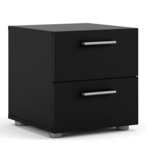 Pepe Bedside Cabinet Table 2 Drawers in Black - narrow bedside cabinets- Sturdy, Elegant Furniture Bedside Cabinet Home Store UK