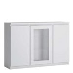 Fribo 3 door sideboard (Glazed centre) in White sideboard unit wood coffee table -Sideboards- Home Store UK