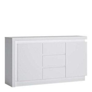 Lyon 2 Door 3 Drawer Sideboard (including LED lighting) in White and High Gloss sideboards for sale - Sideboards - Home Store UK