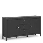 Madrid Sideboard 2 doors + 3 drawers in Matt Black white gloss sideboard - Sideboards - Home Store UK