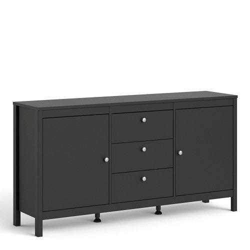 Madrid Sideboard 2 doors + 3 drawers in Matt Black white gloss sideboard - Sideboards - Home Store UK Madrid Sideboard 2 doors + 3 drawers in Matt Black white gloss sideboard - Sideboards - Home Store UK
