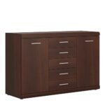 Huston 2 Door 5 Drawer Sideboard in Dark Mahogany Melamine - Sideboards - Home Store UK