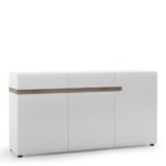 Chelsea Living 2 drawer 3 door sideboard in white with an Truffle Oak Trim - Sideboards - Home Store UK