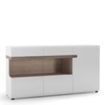 Chelsea Living 3-Door Glazed Sideboard in white with an Truffle Oak Trim - Sideboards - Home Store UK