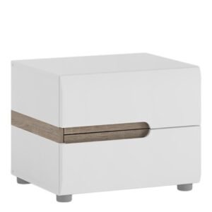 Chelsea Bedroom 2 drawer bedside in white with an Truffle Oak Trim Bedside Cabinet Home Store UK