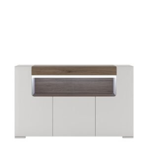 Toronto 3 Door Sideboard with open shelving (inc. Plexi Lighting) - Sideboards - Home Store UK