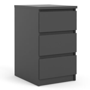 Naia Bedside 3 Drawers in Black Matt Bedside Cabinet Home Store UK