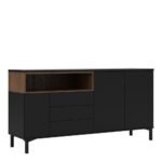 Roomers Sideboard 3 Drawers 3 Doors in Black and Walnut - Sideboards - Home Store UK