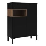 Roomers Sideboard 2 Door 1 Drawer in Black and Walnut - Sideboards - Home Store UK