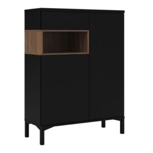 Roomers Sideboard 2 Door 1 Drawer in Black and Walnut - Sideboards - Home Store UK