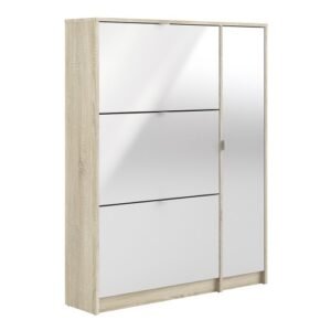 Shoes Shoe cabinet w. 3 tilting doors and 2 layers + 1 door candlestick holder - Shoe Storage Cabinets - Home Store UK