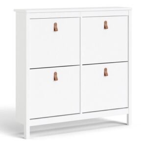 Barcelona Shoe cabinet 4 compartments in White - Shoe Storage Cabinets - Home Store UK