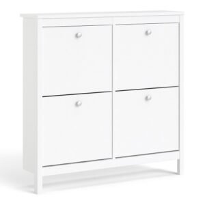 Madrid Shoe cabinet 4 compartments in White - Shoe Storage Cabinets - Home Store UK