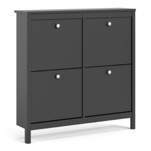 Madrid Shoe cabinet 4 compartments in Matt Black - Shoe Storage Cabinets - Home Store UK