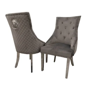 Bentley Dining Chair All Colours with Lion Knocker & Quilted Back-Dining Chairs-HomeStoreUK